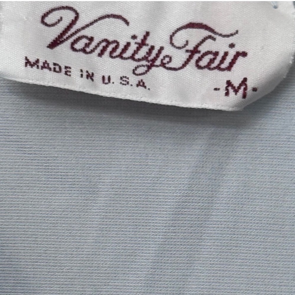 Vintage Vanity Fair Pajama Set Blue Nylon Lace Trim Button Front Size M USA Twee - Picture 4 of 8